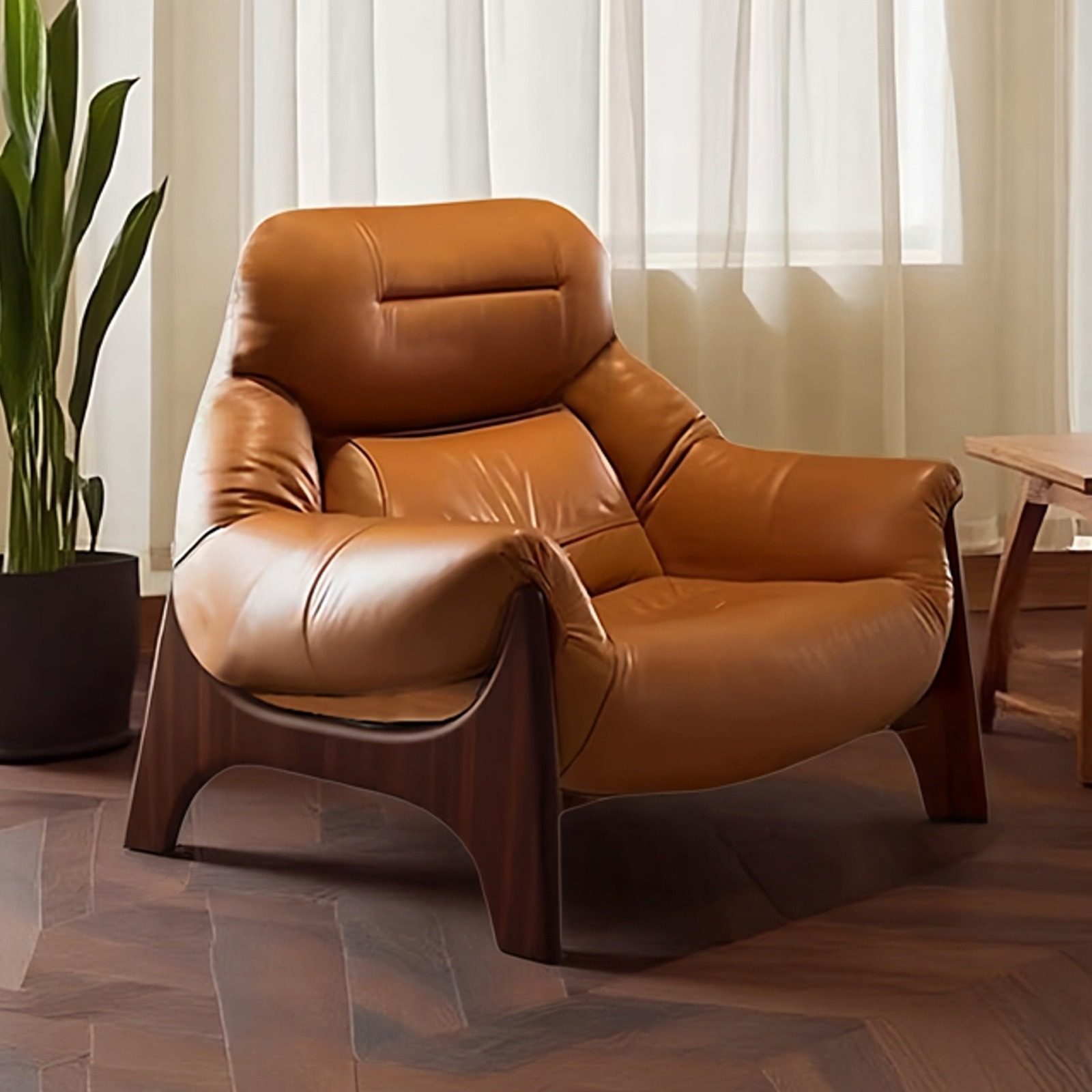 头层牛皮单人沙发椅真皮高端客厅家用茶椅子看书房休闲舒适中古风