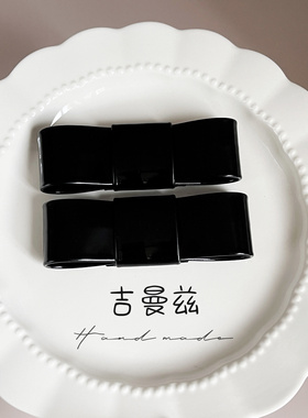简约黑色亮pu漆皮3x10cm左右蝴蝶结