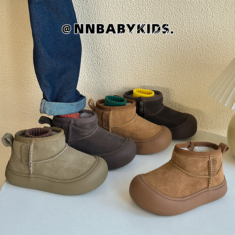 儿童冬季加绒真皮雪地靴保暖棉靴