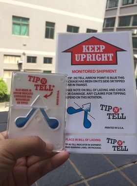 原装白色款tip n tell人字形防倾斜标签木架包装运输倾倒警示标签