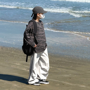 中大童秋季 男童春秋款 长袖 T恤2026新款 t潮 男孩儿童迷彩上衣打底衫