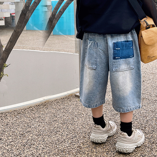 2025夏款 五分裤 男童牛仔短裤 儿童薄款 潮 帅气中小童男孩中裤 休闲裤