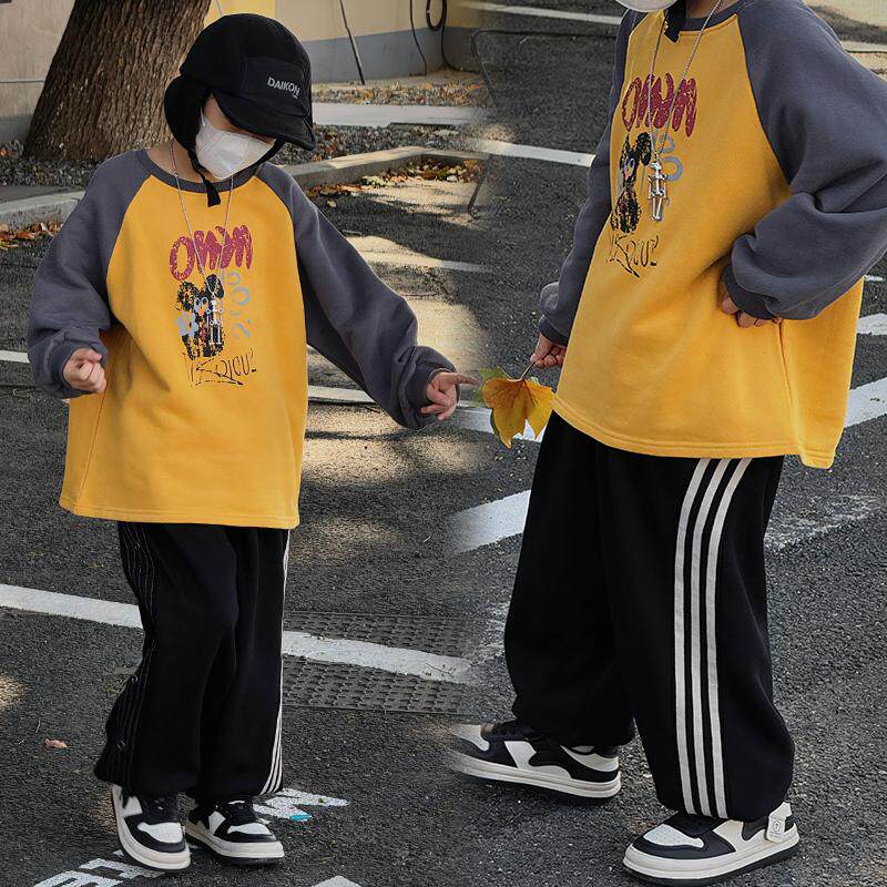 男童卫衣秋冬装2024新款中大童圆领上衣帅气套头衫韩版儿童外套潮