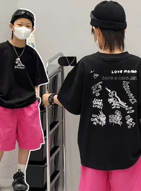 （断码浮力）男童短袖T恤夏季新款儿童纯棉卡通上衣男孩痞帅宽松