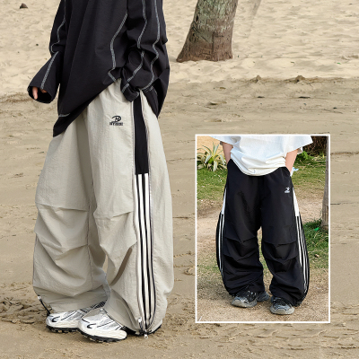 儿童裤子男童春装阔腿裤2026新款中大童宽松工装裤胖宝宝运动长裤