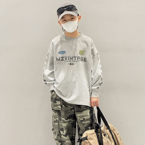 儿童长袖t恤男童纯棉打底衫春秋款2025新款中大童小男孩休闲上衣