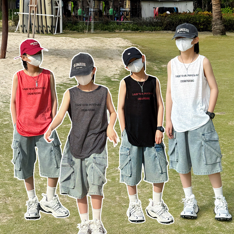 男童背心T恤外穿儿童无袖上衣2026夏新款中大童打底衫胖宝宝体恤