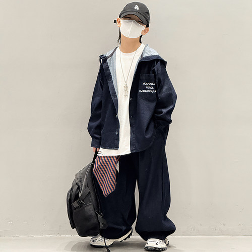 男童秋季牛仔外套帅气儿童韩版洋气套装2026新款两件套小男孩衣服