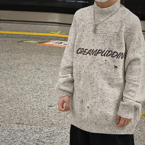 男童套头毛衣春装新款韩版2026儿童半高领针织衫男孩春季洋气上衣