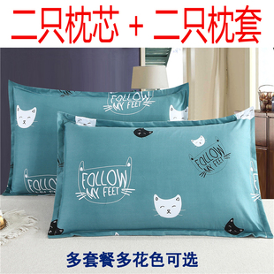 枕头枕芯一对装 送枕套多花色可选单只成人家用学生酒店枕 超值套装