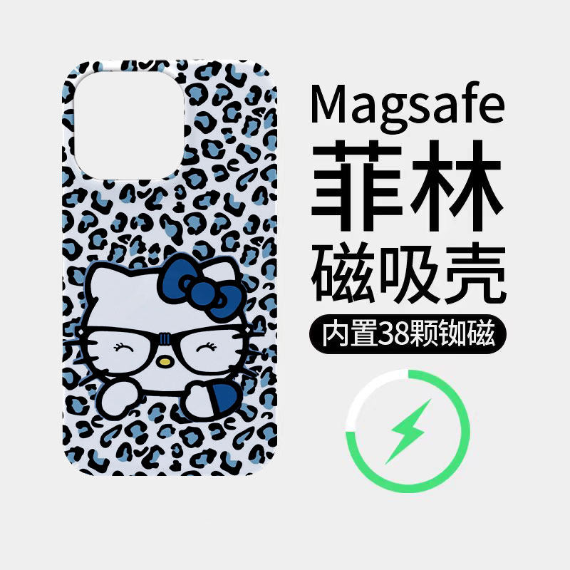 豹纹大头眼睛KT猫适用苹果18promax菲林磁吸手机壳iPhone17promax潮牌新款16个性不撞壳防摔硬壳可爱18全包