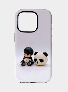 卡通可爱紫色熊猫和小野苹果16Promax菲林磁吸手机壳15Promax二合一潮牌14Pro软壳13不撞壳高级感全包11新款x