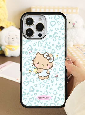 [Magsafe磁吸]新款绿色豹纹KT猫适用苹果17Promax手机壳16Promax小众15高级感14不撞壳黑边亚克力防摔小众17p