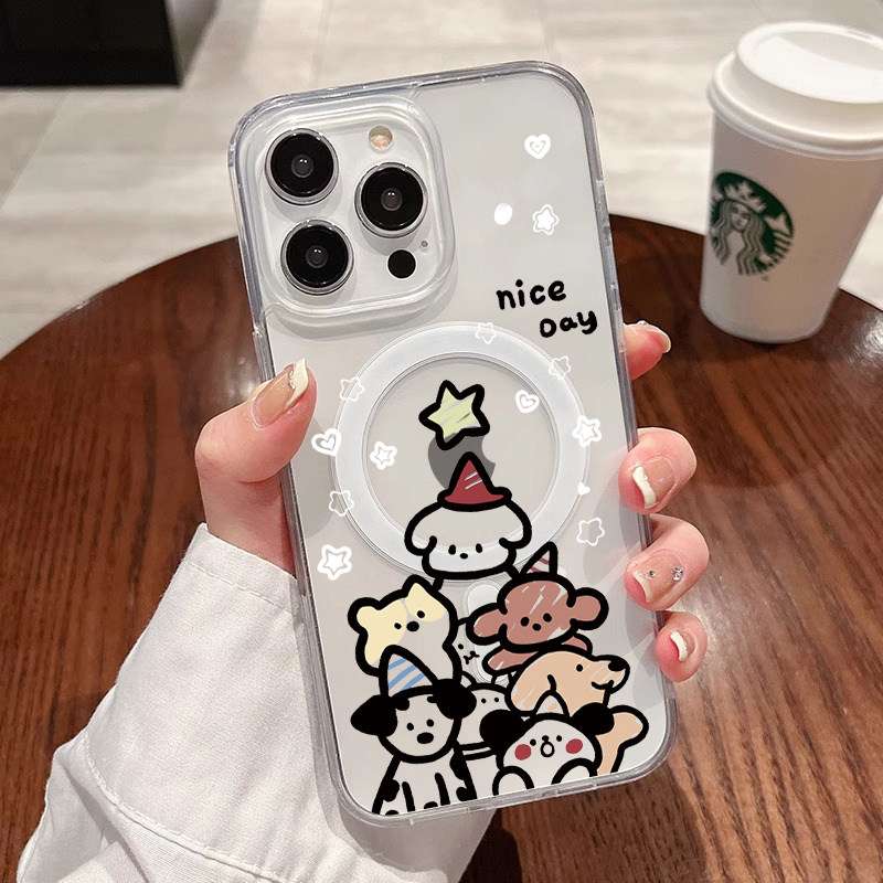 [Magsafe磁吸]圣诞小狗星星适用苹果16Promax透明磁吸软壳15Promax手机壳潮牌14小众高级感11不发黄新款xsmax