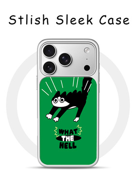 [Magsafe磁吸]可爱绿色惊吓猫咪适用苹果17Promax手机壳16Promax小众高级感电镀银亚克力15肤感玻璃新款软边1