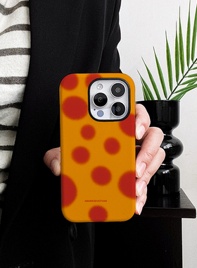 新款橙色波点大适用苹果16Promax潮牌二合一手机壳15Promax小众磨砂14小众高级感软壳xsmax防摔78plus