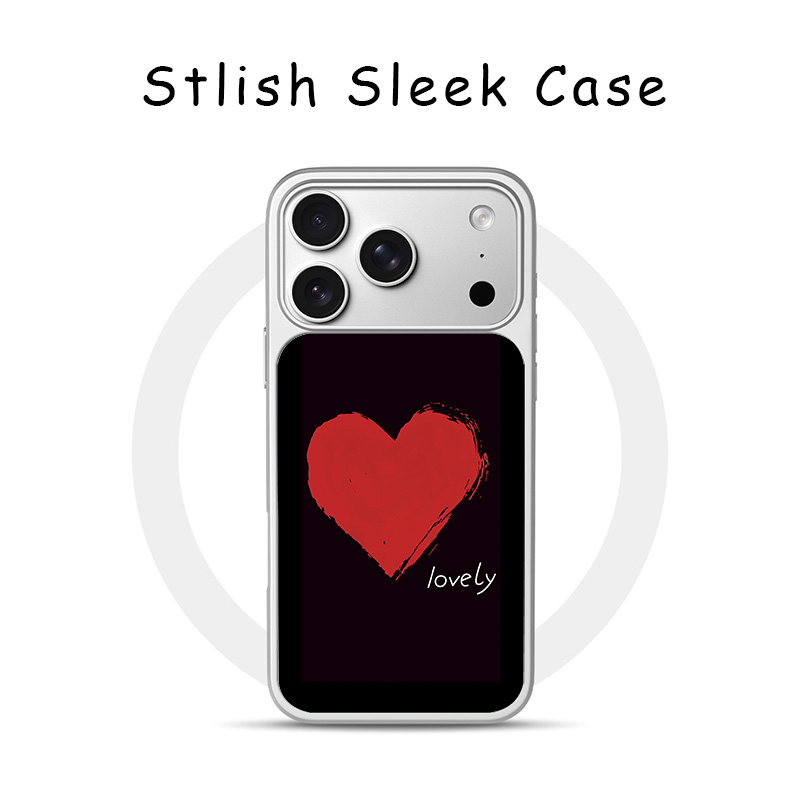 [Magsafe磁吸]爱心love黑底适用苹果17Promax手机壳16Promax高级感电镀银亚克力15肤感玻璃潮牌可爱新款14