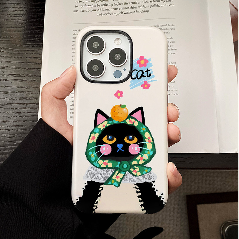 [Magsafe磁吸]头巾黑猫适用苹果17Promax手机壳16Promax小众高级感15不撞壳新款菲林二合一潮牌防摔11