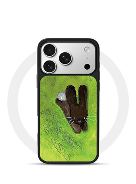 [Magsafe磁吸]可爱涂鸦绿色兔子适用苹果17Promax手机壳16Promax小众高级感黑边亚克力15肤感玻璃14新款17pro