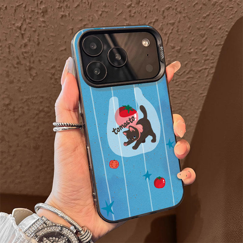 购物袋黑猫适用苹果18promax磁吸手机壳潮牌iPhone17promax彩银新款软边16个性18不撞壳防摔可爱