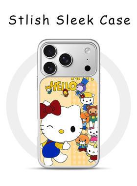 [Magsafe磁吸]可爱黄色格子猫适用苹果17Promax手机壳16Promax小众高级感电镀银亚克力15肤感玻璃新款软边17p