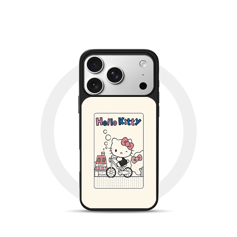 自行车KT猫适用苹果18promax磁吸手机壳潮牌iPhone17promax电镀银新款亚克力软边16个性小米17不撞壳肤感玻璃
