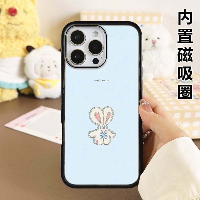 [Magsafe磁吸]个性兔子纽扣适用苹果17Promax手机壳16Promax小众高级感15不撞壳新款黑边亚克力新款小众17pro