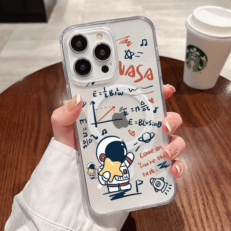 [Magsafe磁吸]星星宇航员适用苹果16Promax透明磁吸软壳15Promax手机壳潮牌14小众高级感11不发黄新款xsmax