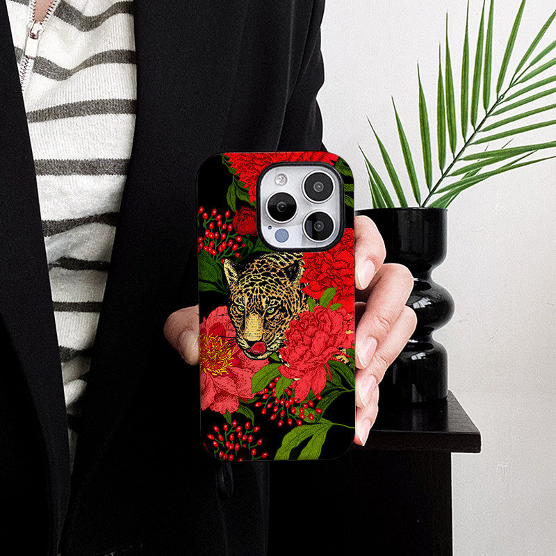 新款欧美奢华豹老虎适用苹果16Promax潮牌二合一手机壳15Promax小众磨砂14小众高级感软壳xsmax防摔78plus