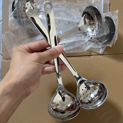 Alin不锈钢304汤漏家用大号加厚加深分餐勺酒店餐厅火锅勺漏勺