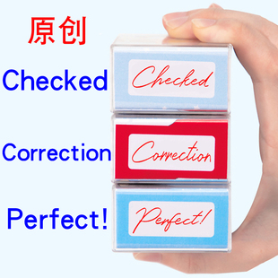 英文CheckedCorrectionPerfect已查阅中小学英语老师作业批改印章
