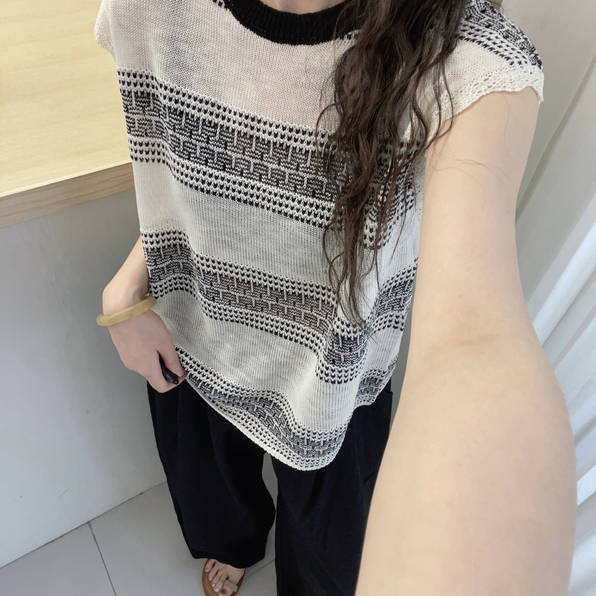 欧洲站2025夏装新款欧货复古提花短袖亚麻针织衫女士宽松薄款小衫