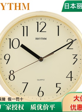 RHYTHM日本丽声钟挂钟客厅书房10英寸现代简约静音圆形塑料CMG839