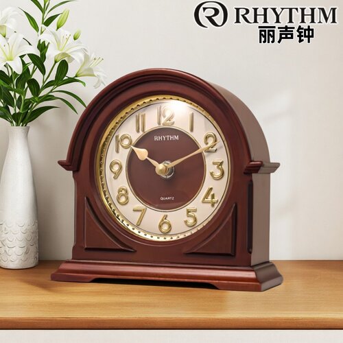RHYTHM日本丽声实木石英台钟