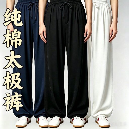 新款夏季2026太极裤女纯棉太极服裤男灯笼裤武术练功裤太极拳全棉