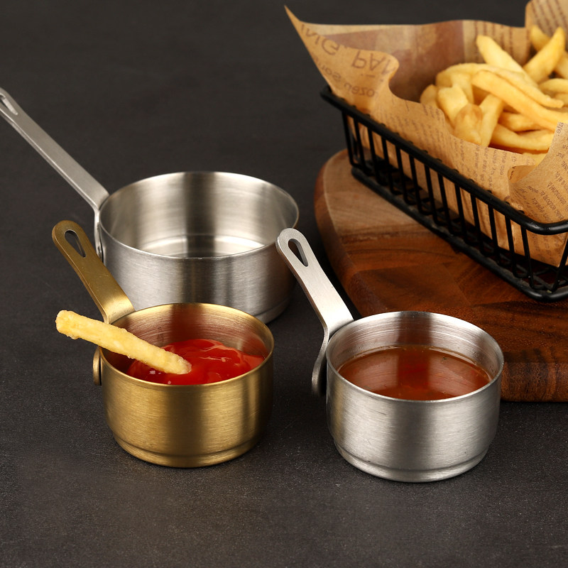 304不锈钢酱料碗欧式牛排酱汁锅韩式铁板烧黑椒斗迷你汁盅带手柄