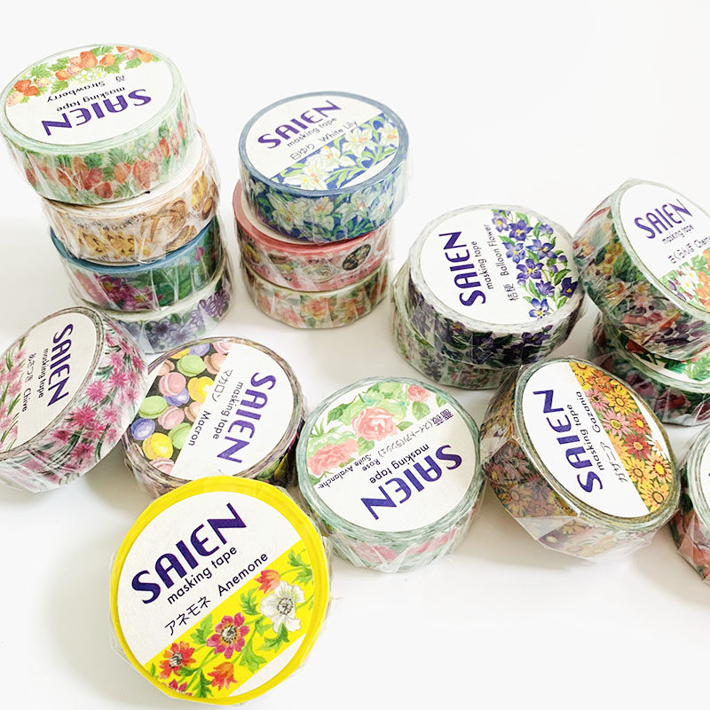 日本文具 彩宴SAIEN 植物系和纸胶带 马卡龙洋食面包手帐装饰素材