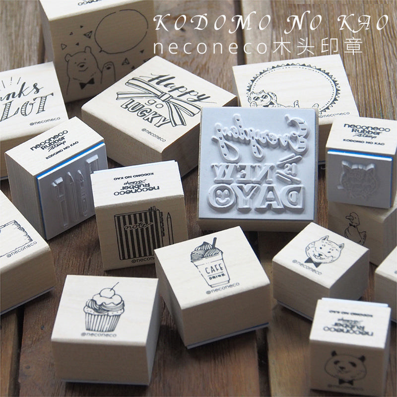 日本KODOMO NO KAO neconeco木头印章学生创意