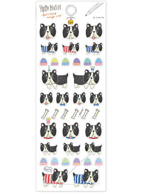 日本Q-LIA贴纸 YURU MASTE系列 纸胶带素材 法国斗牛犬01424