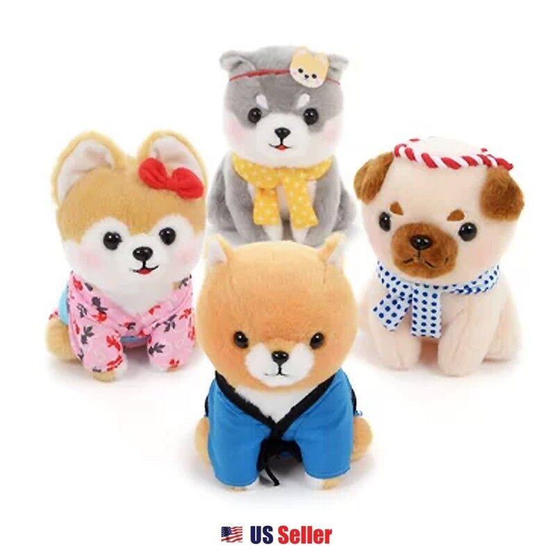 日本公仔 amuse萌日系豆太郎 柴犬哈士奇三兄弟毛绒玩具公仔摆件