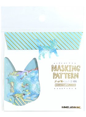 日本KAMIO JAPAN贴纸包 纸胶带素材 金箔 50枚入 猫猫 46592