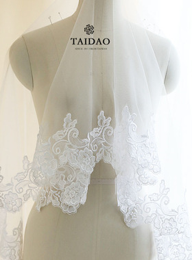 台岛新款米价刺绣欧根纱蕾丝B1婚纱礼服服装底边白色DIY花边辅料