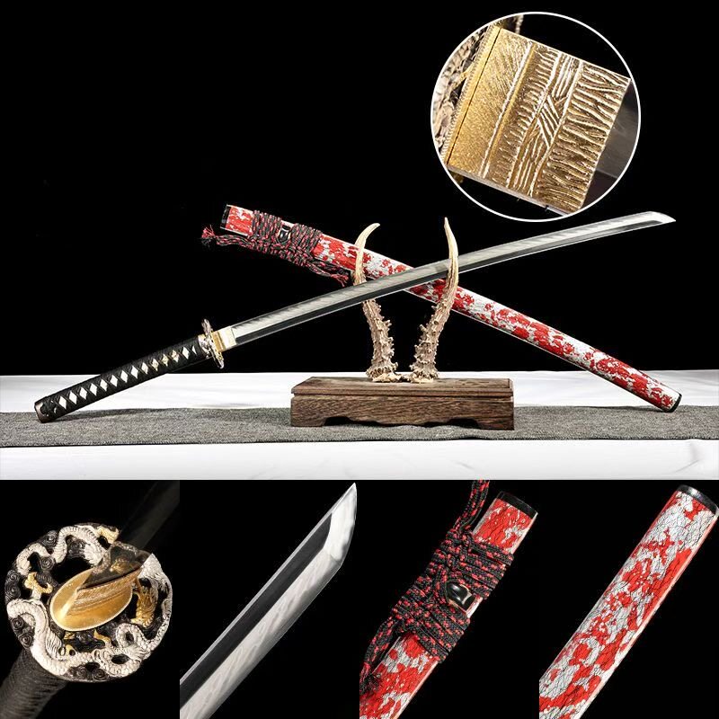 真横手倒刺纹云龙日本武士刃打刀龙泉武术刀剑乔迁摆件未开刃