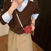 女童包包2026新款 斜挎包儿童小香风珍珠手提包小女孩公主链条挎包