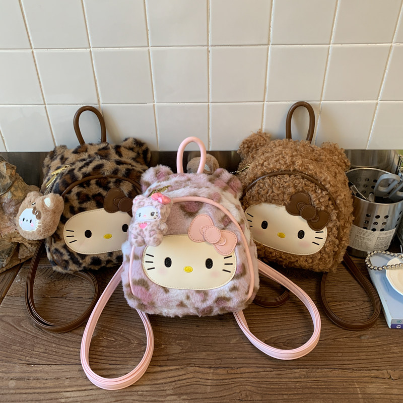 HelloKitty毛绒双肩包包女2025秋冬新款可爱小背包凯蒂猫少女书包,箱包皮具/热销女包/男包,双肩背包,淘宝优惠券,粉丝福利购,淘宝优惠卷
