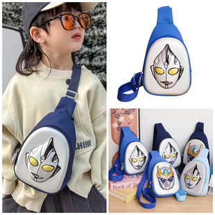 男童斜挎包潮酷卡通可爱超人蛋壳胸包宝宝男孩出游零食背包中小童