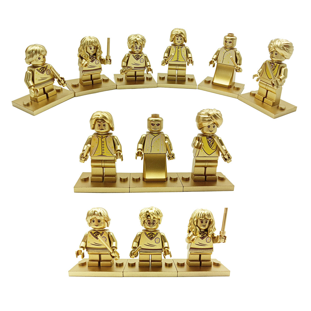 哈利波特系列小金人收藏人仔带底板拼装儿童积木玩具模型男孩礼物