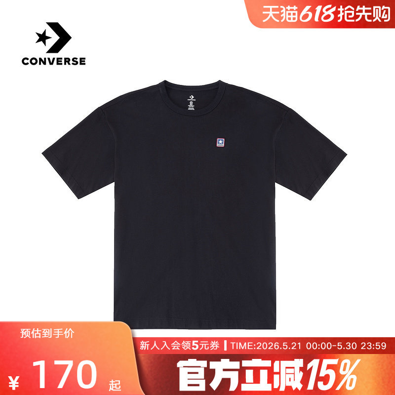 Converse匡威情侣款运动休闲短袖圆领简约百搭黑色T恤UCJ