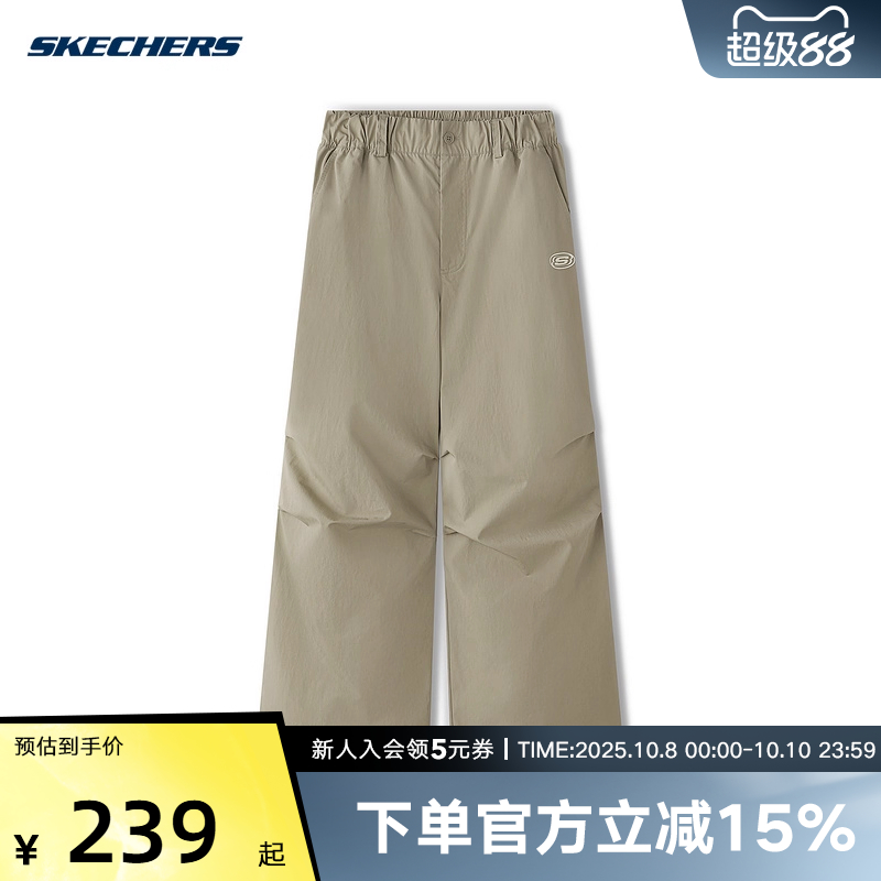 Skechers斯凯奇25夏女款直筒工装裤休闲运动长裤 L225W112/00V88