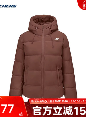 Skechers斯凯奇女防泼水连帽裥棉轻盈保暖锁温棉服 P425W197/05ZZ